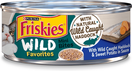 Friskies Wild Favorites Mini Bites With Wild Caught Haddock & Sweet Potato In Sauce